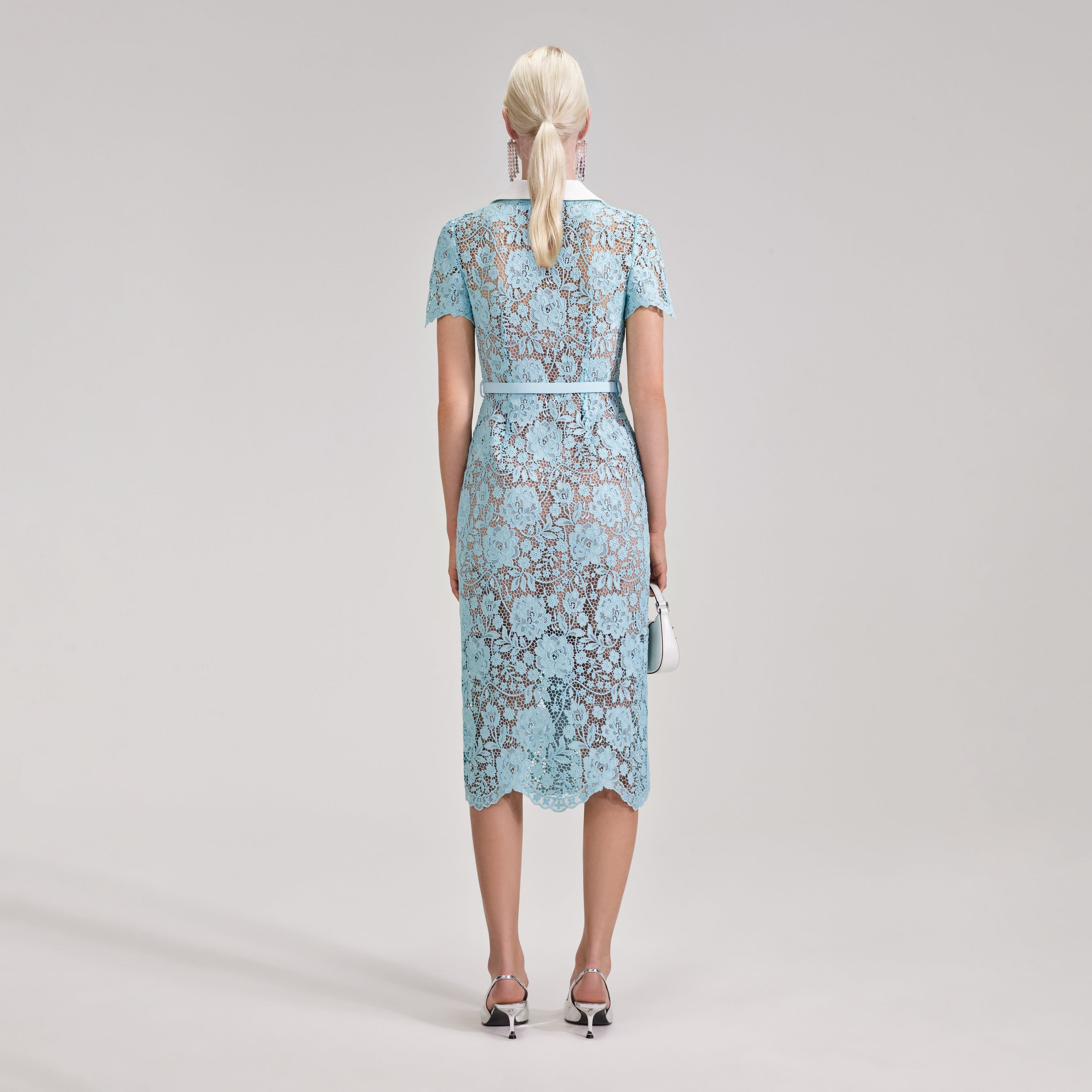 Blue Cord Lace Midi Dress