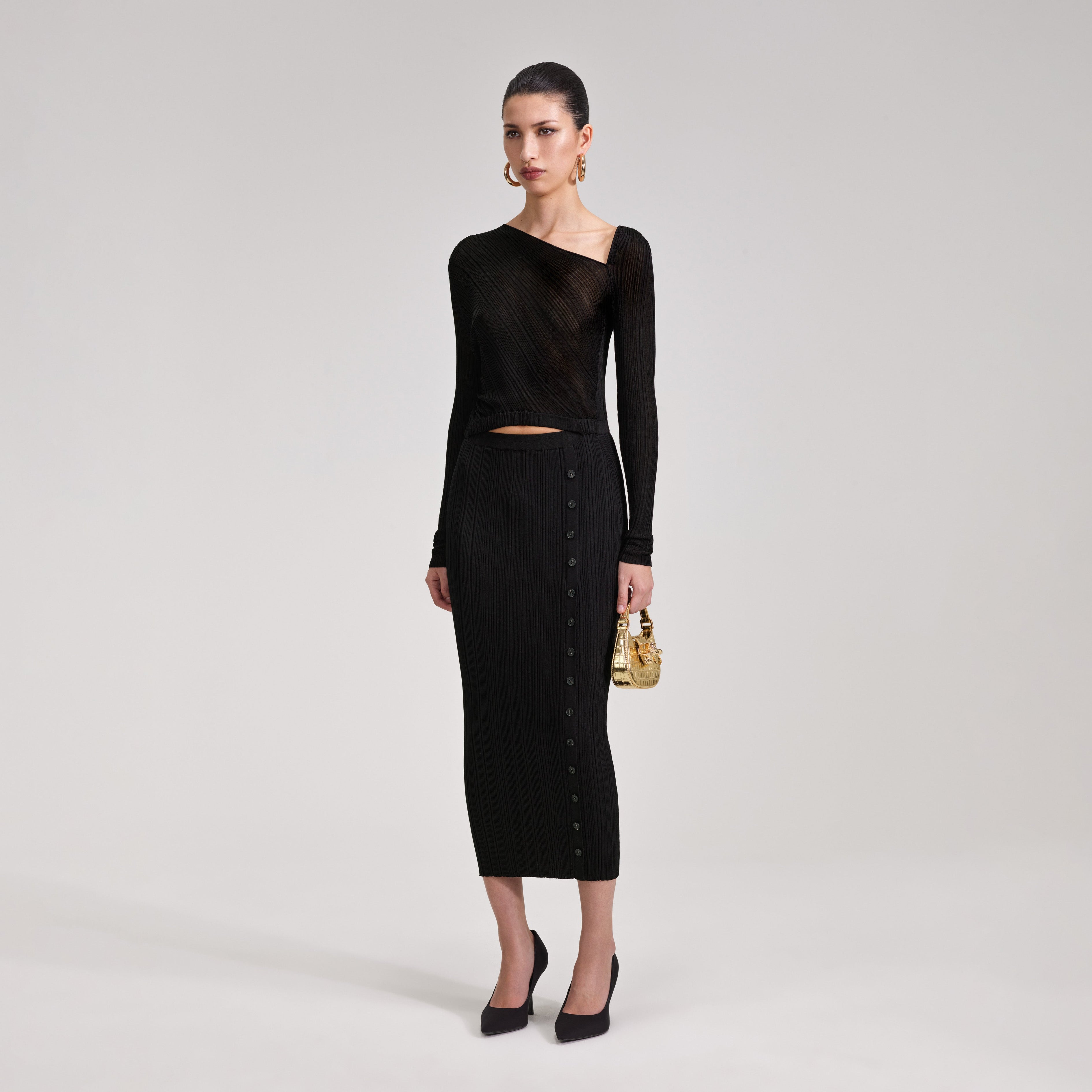 Black Knit Midi Dress