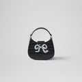 Black Croc Crescent Bow Micro Bag