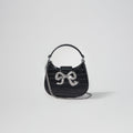 Black Croc Crescent Bow Micro Bag