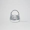Silver Croc Crescent Bow Micro Bag