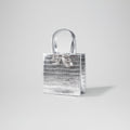 Silver Croc Mini Tote Bow Bag