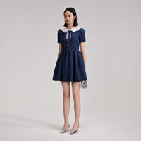 Lace Collar Denim Mini Dress