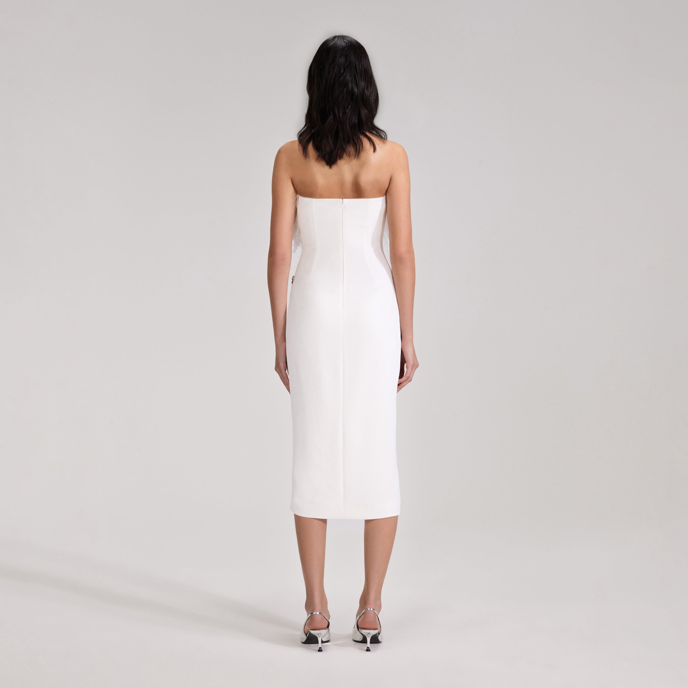 White Feather Midi Dress