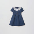 Lace Collar Denim Kids Mini Dress
