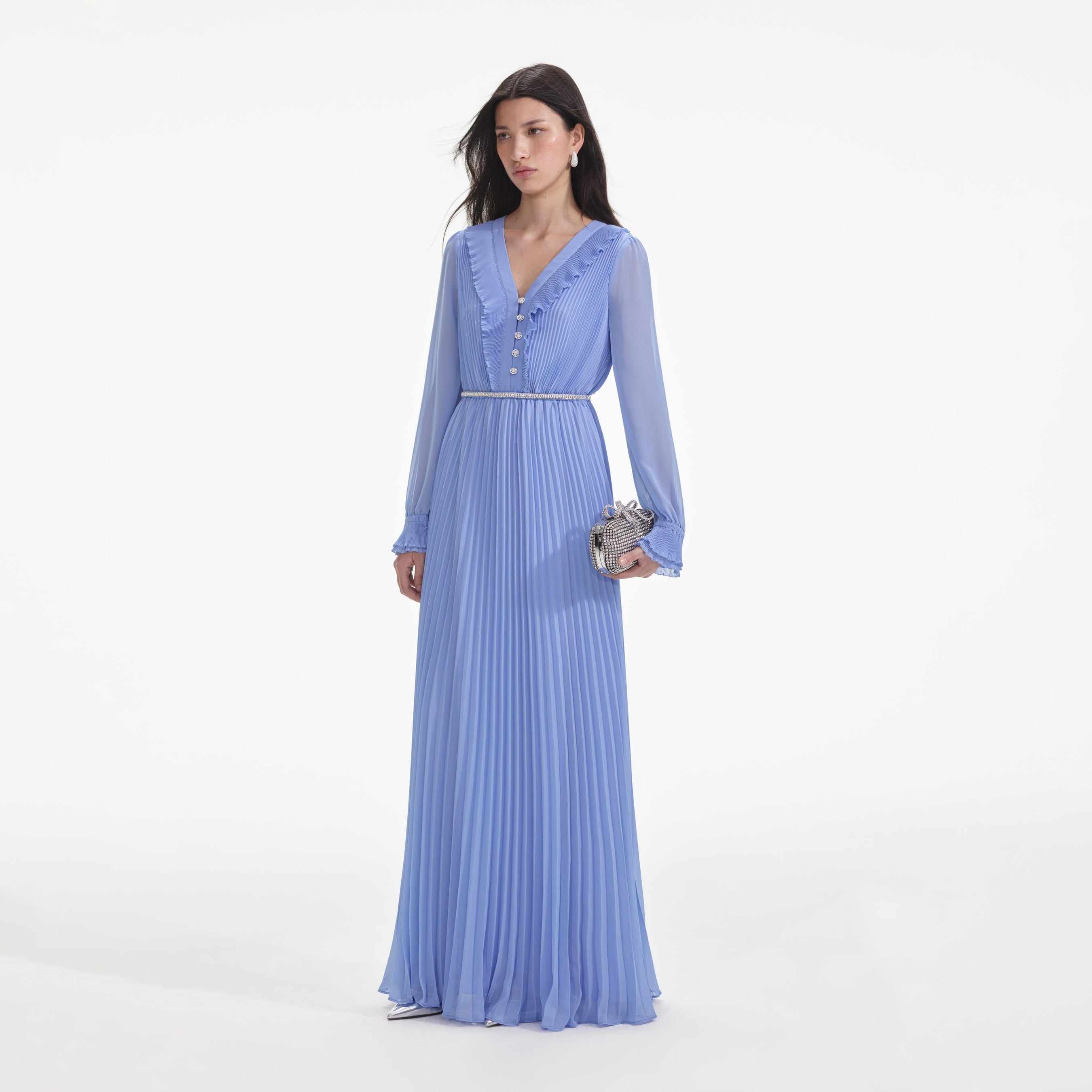 Blue Chiffon Maxi Dress