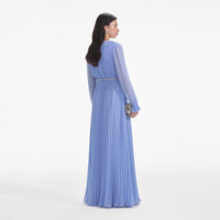 Blue Chiffon Maxi Dress