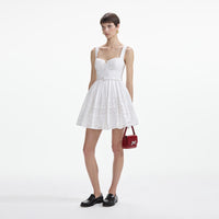 White Cotton Broderie Mini Dress