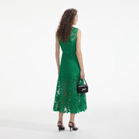 Green Lace Sleeveless Midi Dress