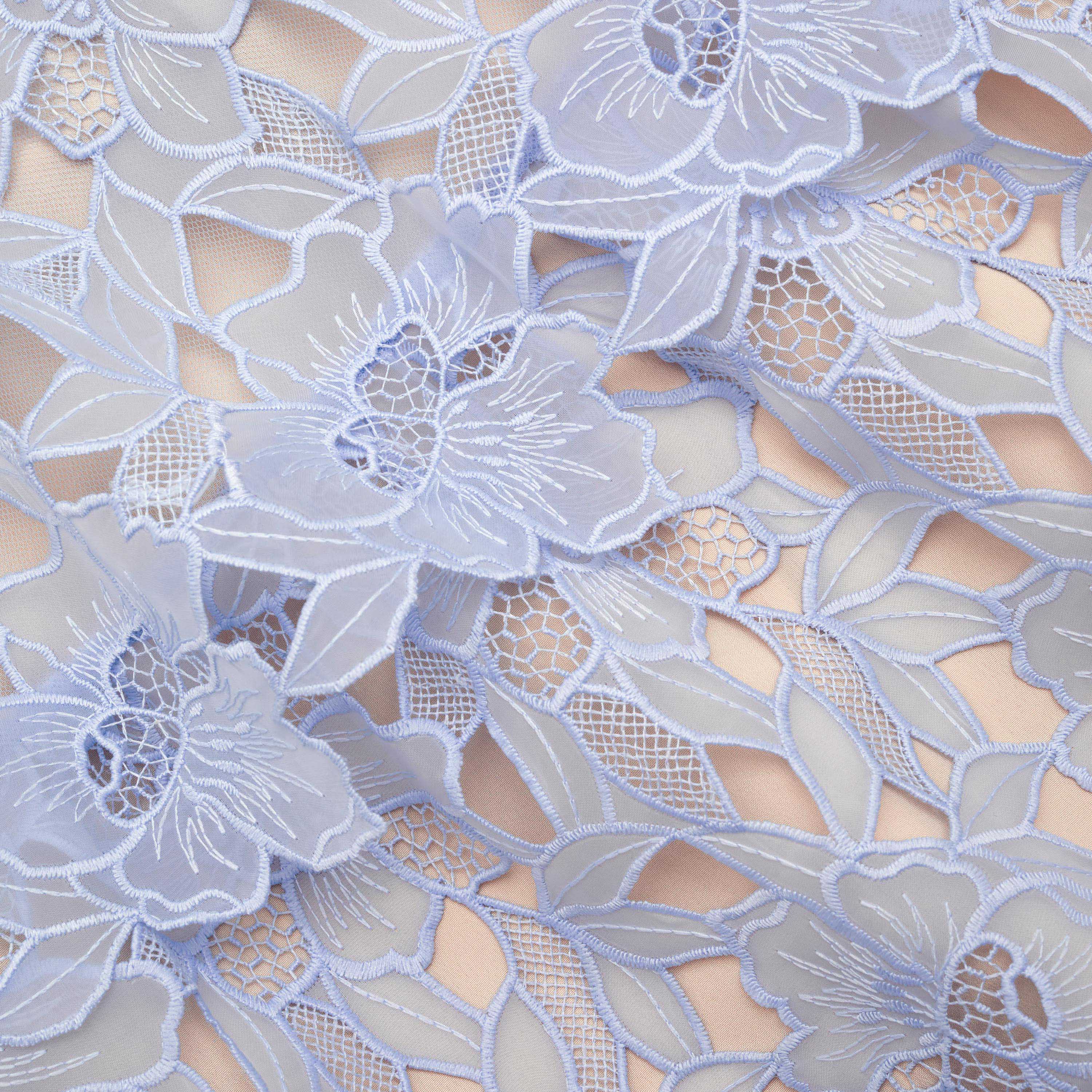 Blue Organza Lace Midi Dress