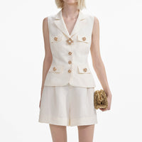 Cream Linen Tailored Playsuit