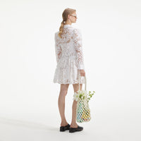 White Cotton Lace Mini Shirt Dress