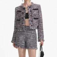 Black Fringed Boucle Jacket