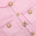 Pink Jewel Button Knit Top