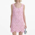 Pink Floral Lace Sleeveless Mini Dress