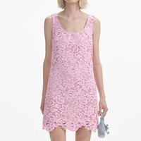 Pink Floral Lace Mini Dress