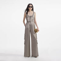 Beige Satin Jumpsuit