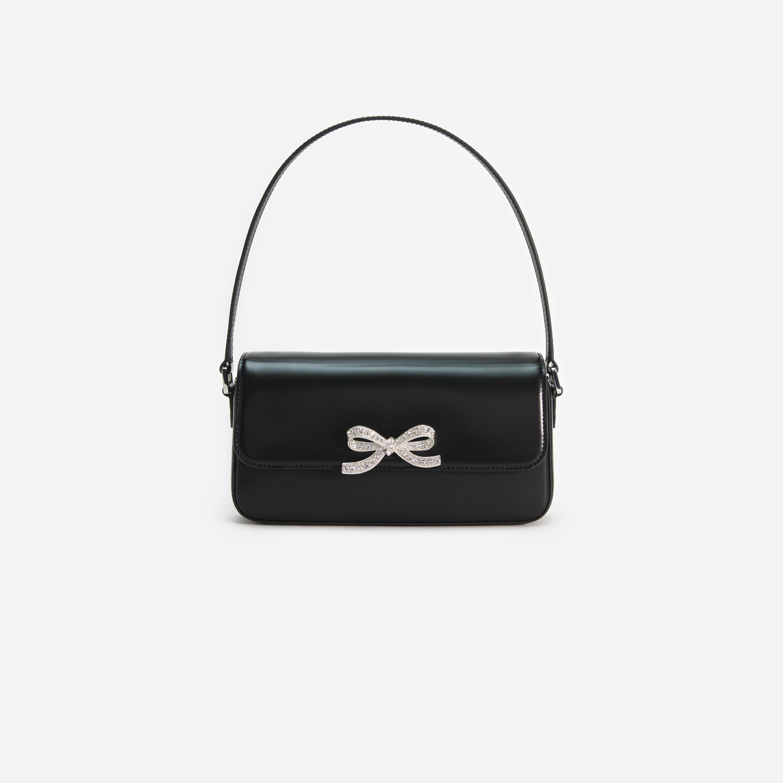 Black Leather Baguette Bag