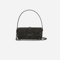 Black Rhinestone Chainmail Baguette Bag