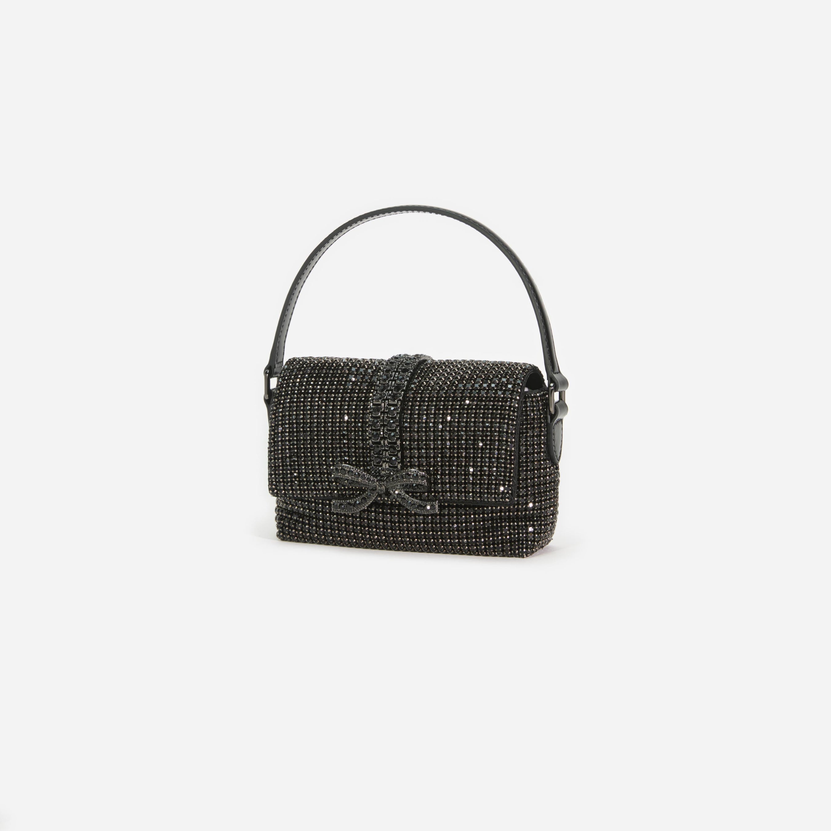 Black Rhinestone Chainmail Micro Bag