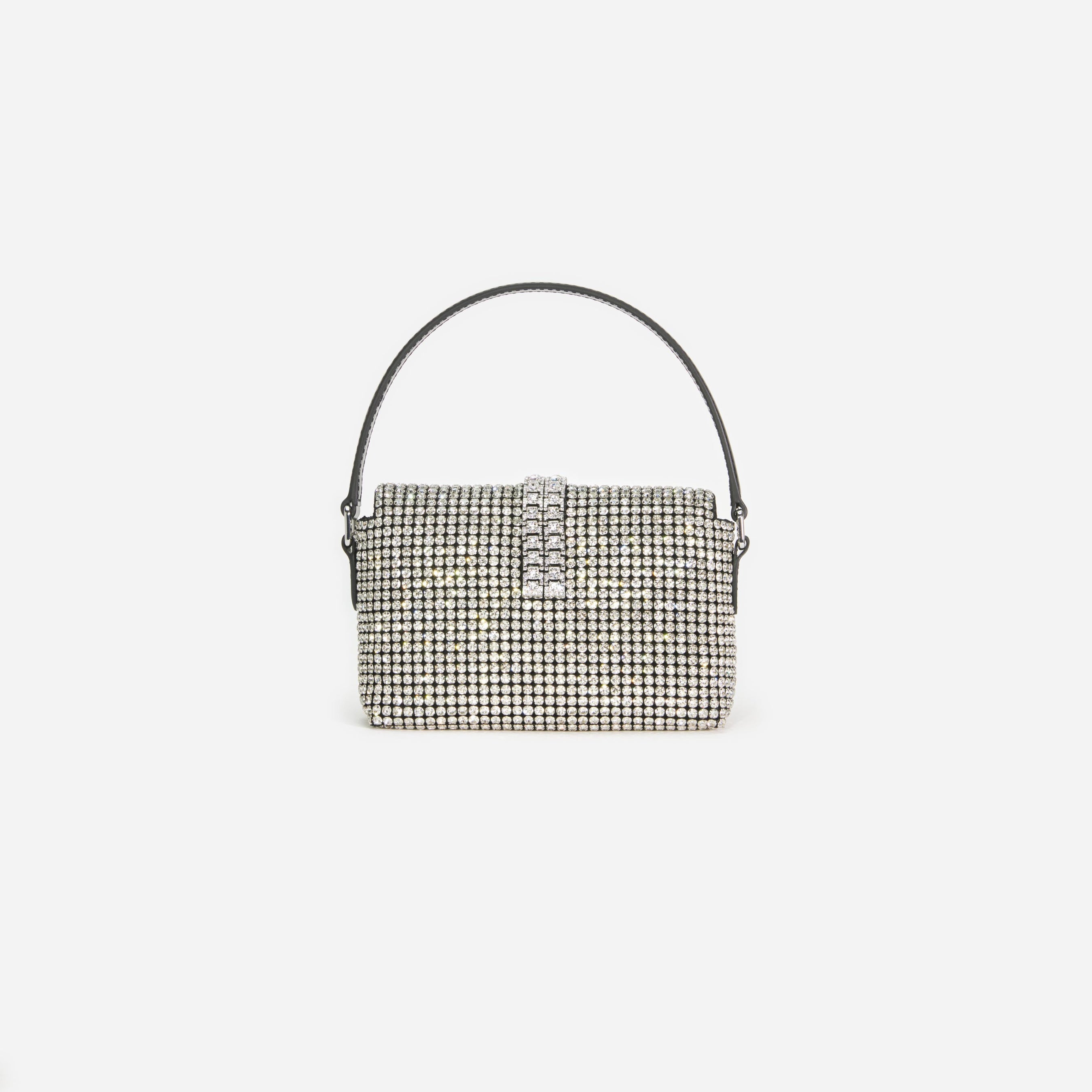 Silver Rhinestone Chainmail Micro Bag