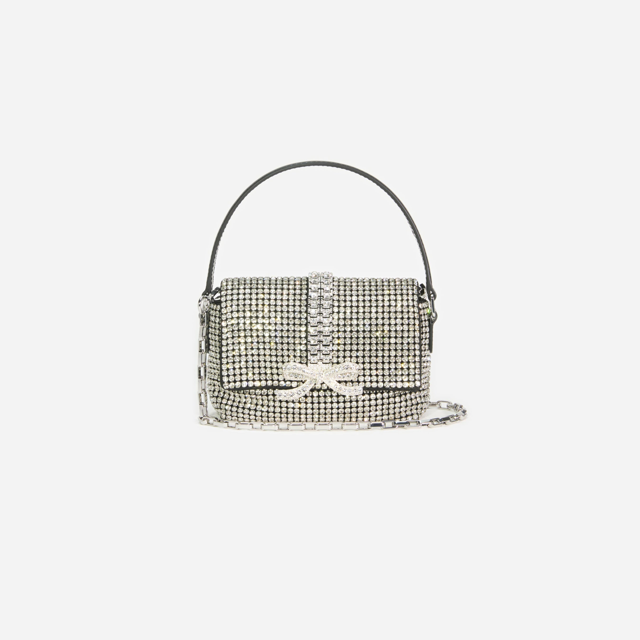 Silver Rhinestone Chainmail Micro Bag