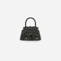 Black Embellished Micro Bow Bag