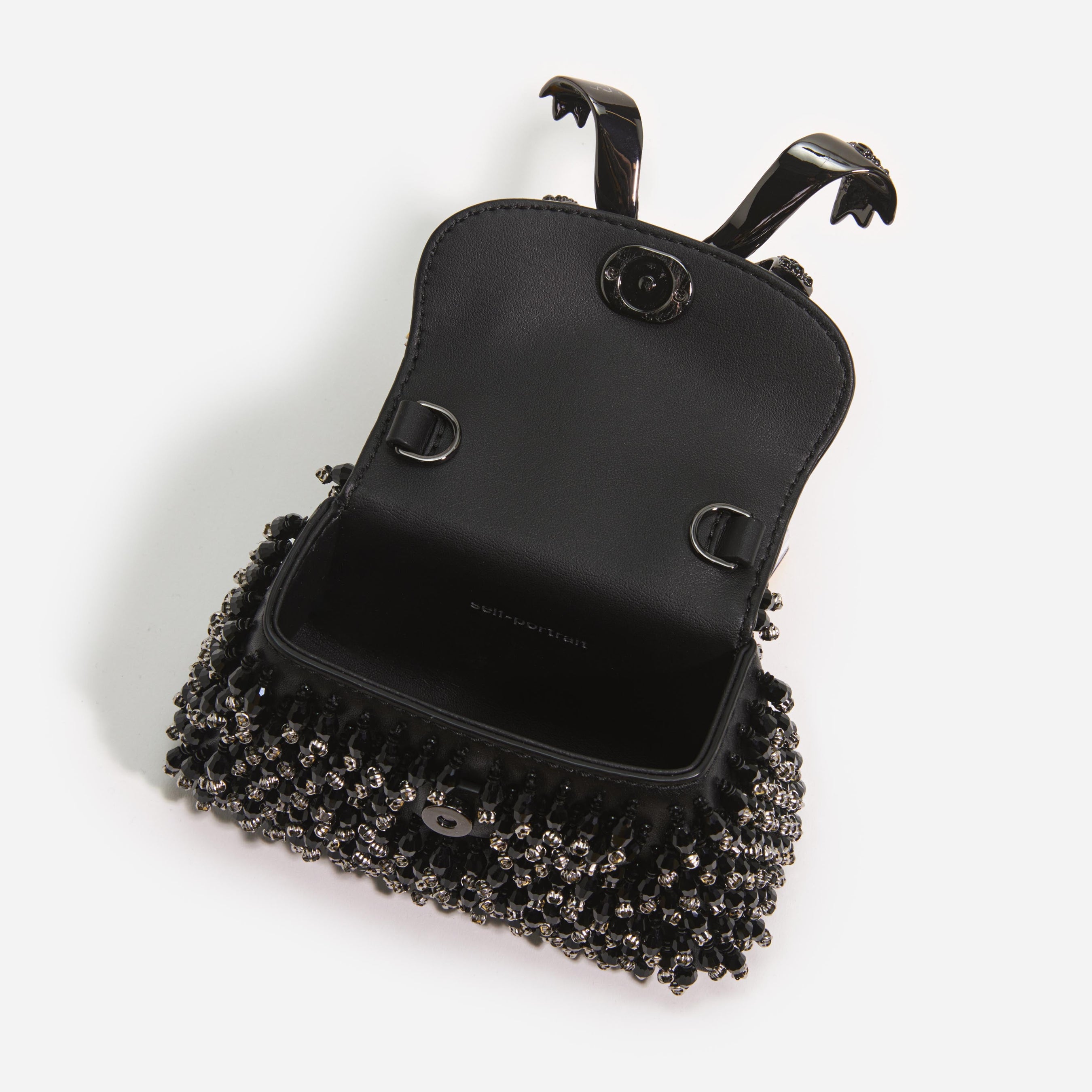 Black Embellished Micro Bow Bag