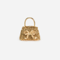 Gold Crystal Embroidery Micro Bag