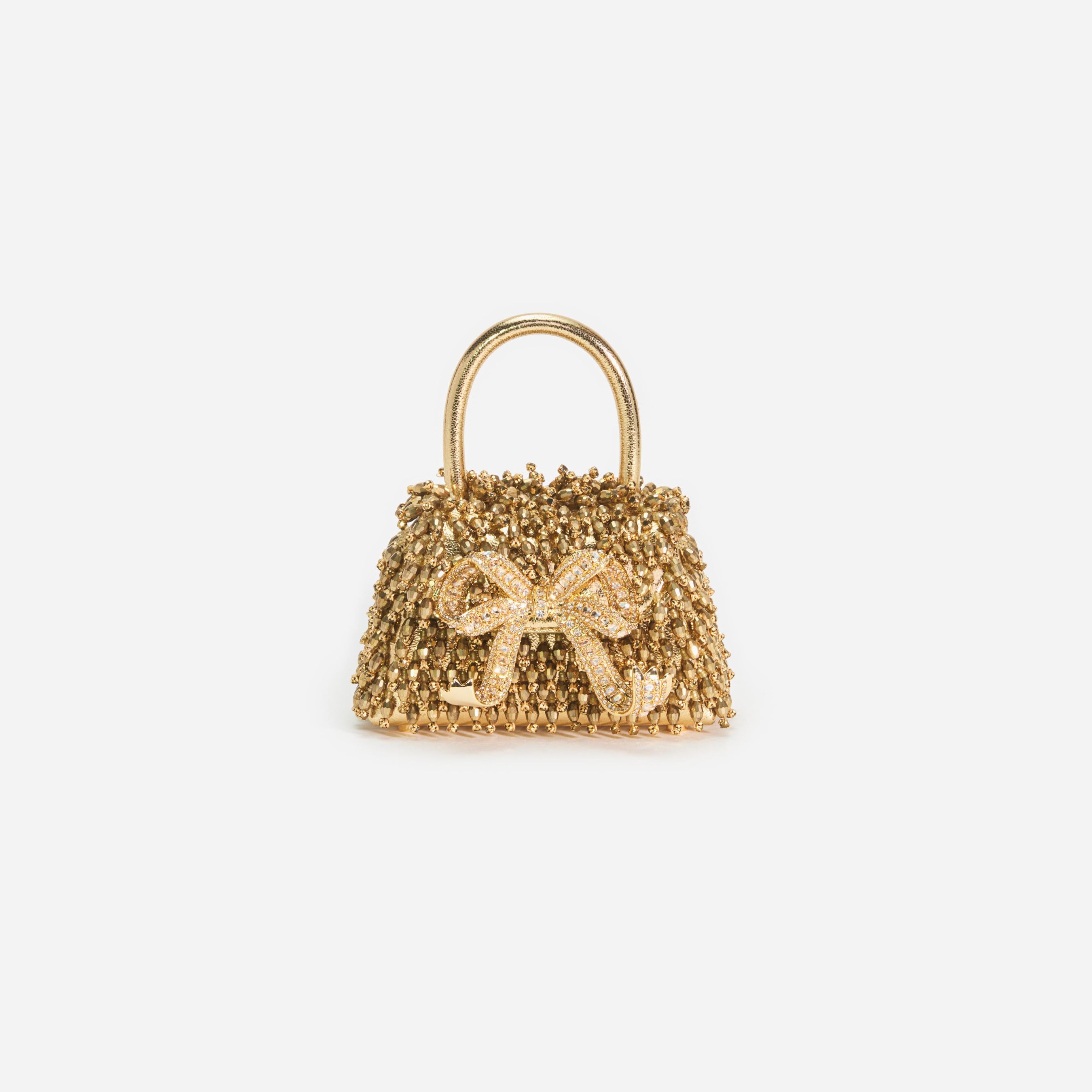 Gold Crystal Embroidery Micro Bag