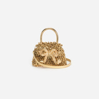 Gold Crystal Embroidery Micro Bag