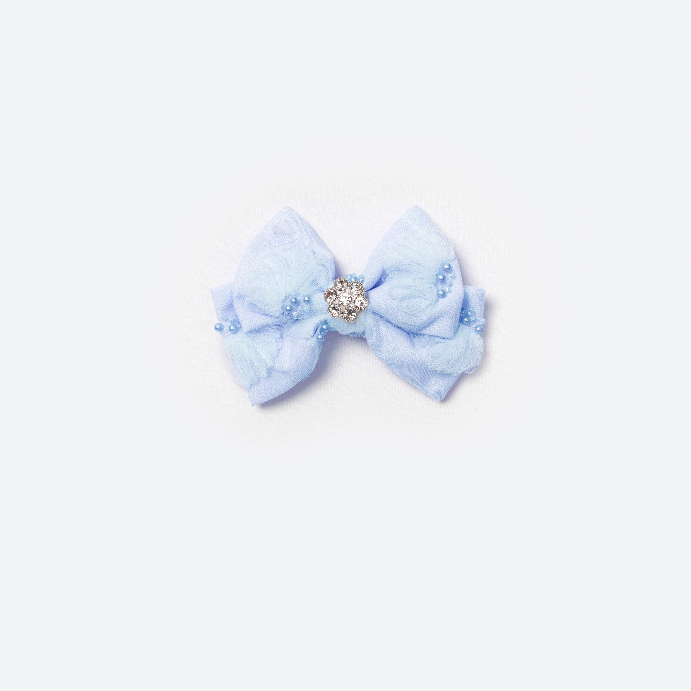 Blue Tulle Bow Hairclip