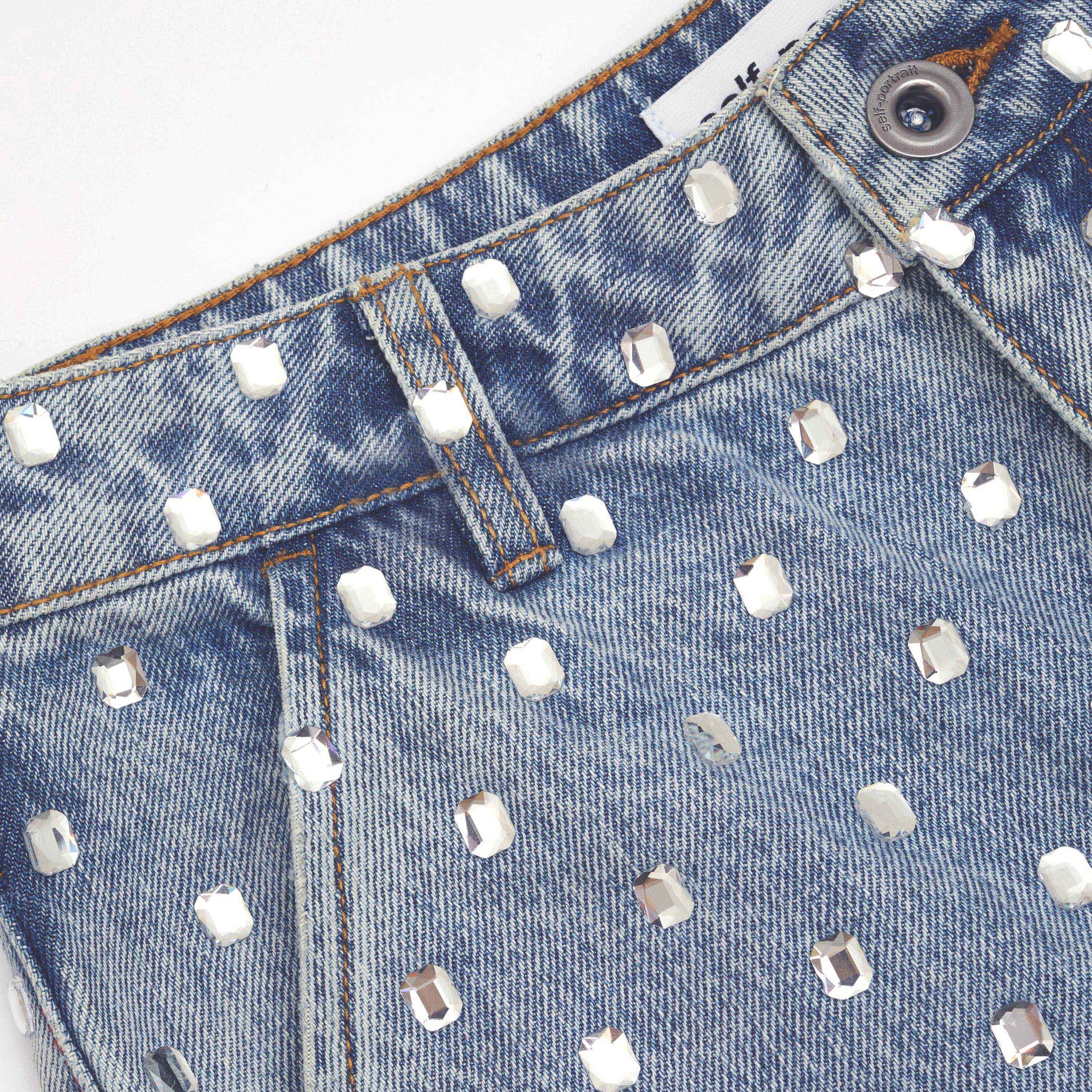 Square Rhinestone Denim Jeans