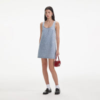 Square Rhinestone Denim Mini Dress