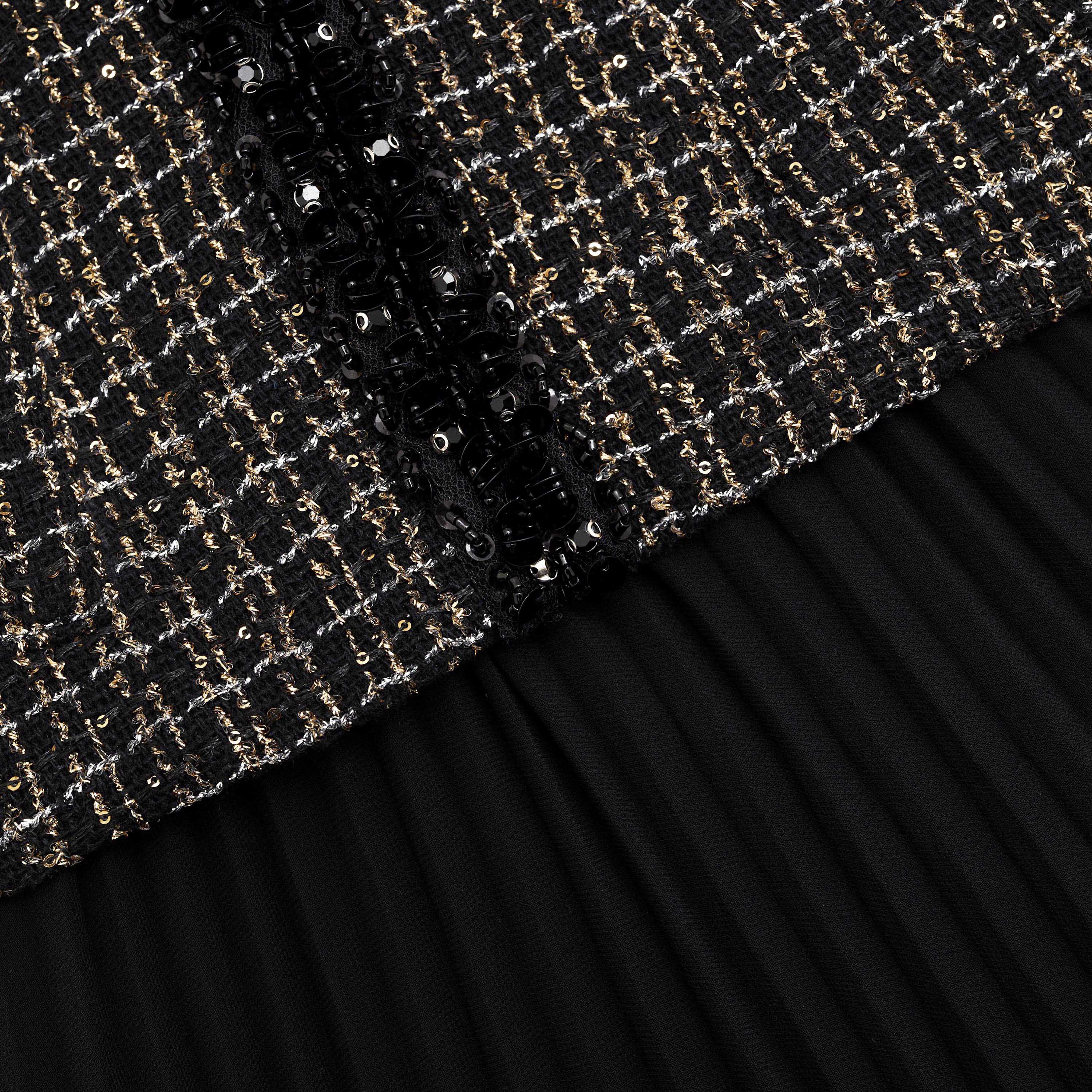 Black Boucle Chiffon Midi Dress