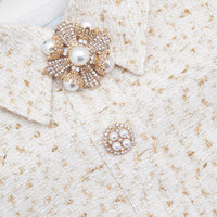 Cream Metallic Boucle Tailored Mini Dress