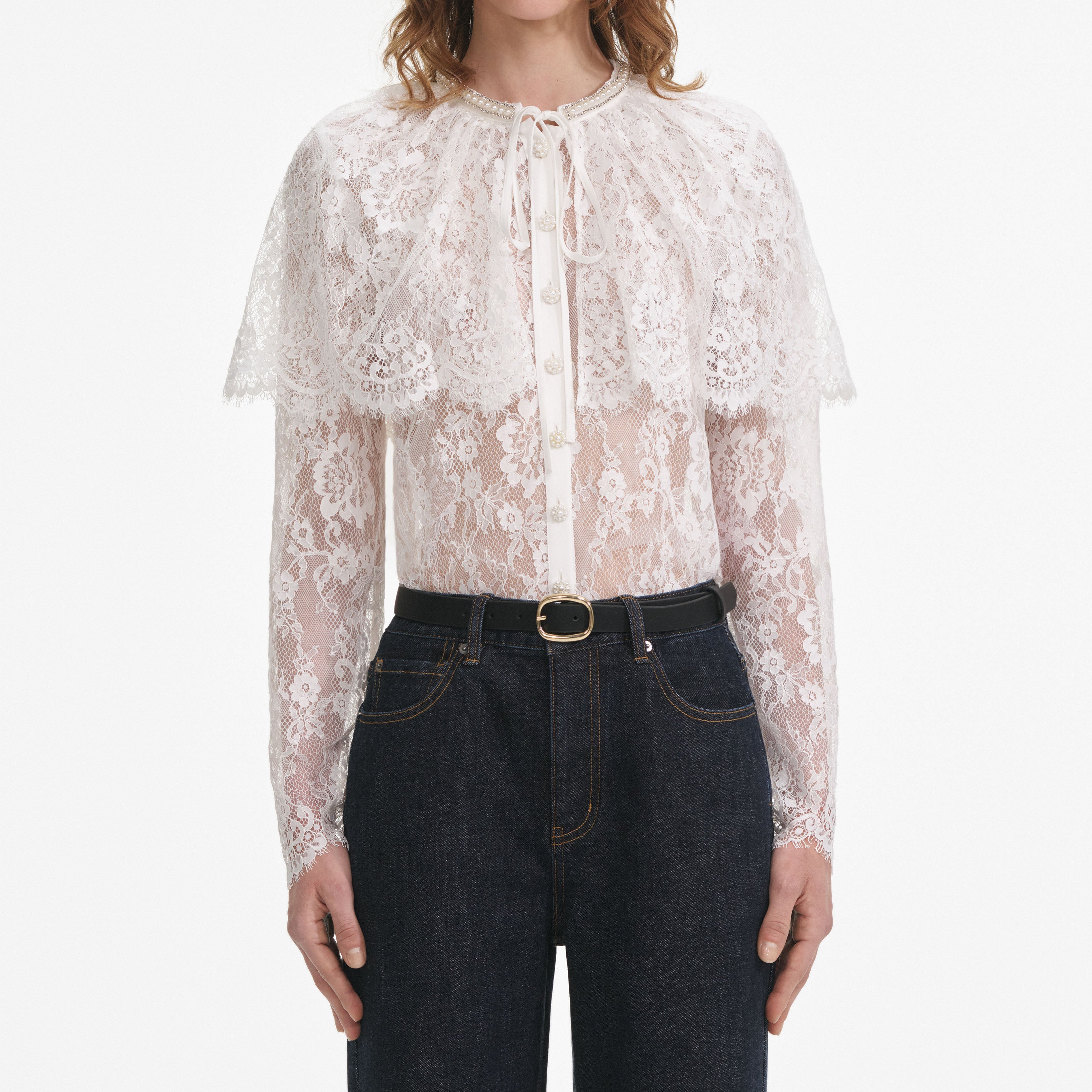 White Lace Cape Top
