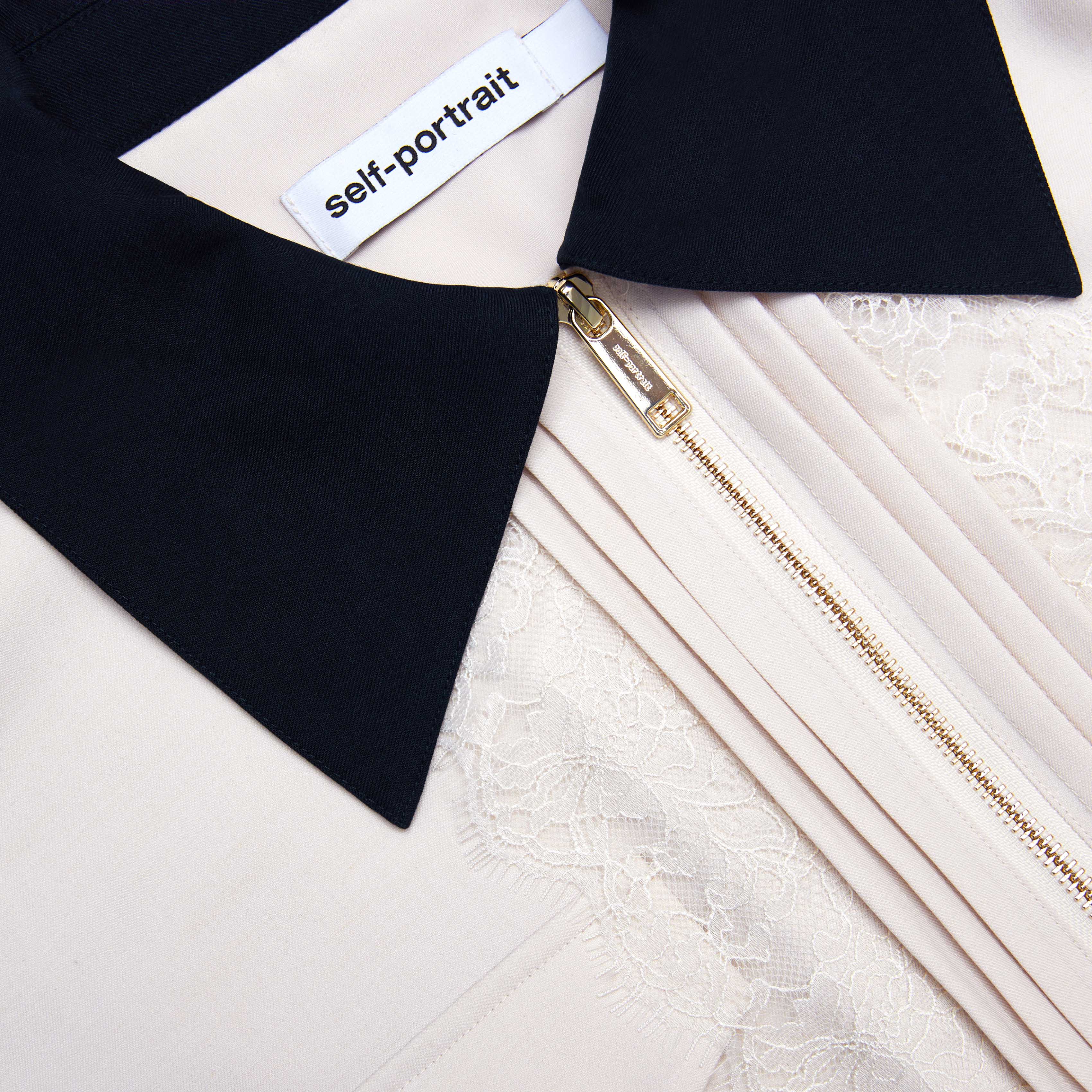 Cream Twill Contrast Collar Jacket