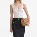 White Lace Trim Rib Knit Top