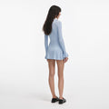 Blue Ribbed Viscose Knit Longline Top