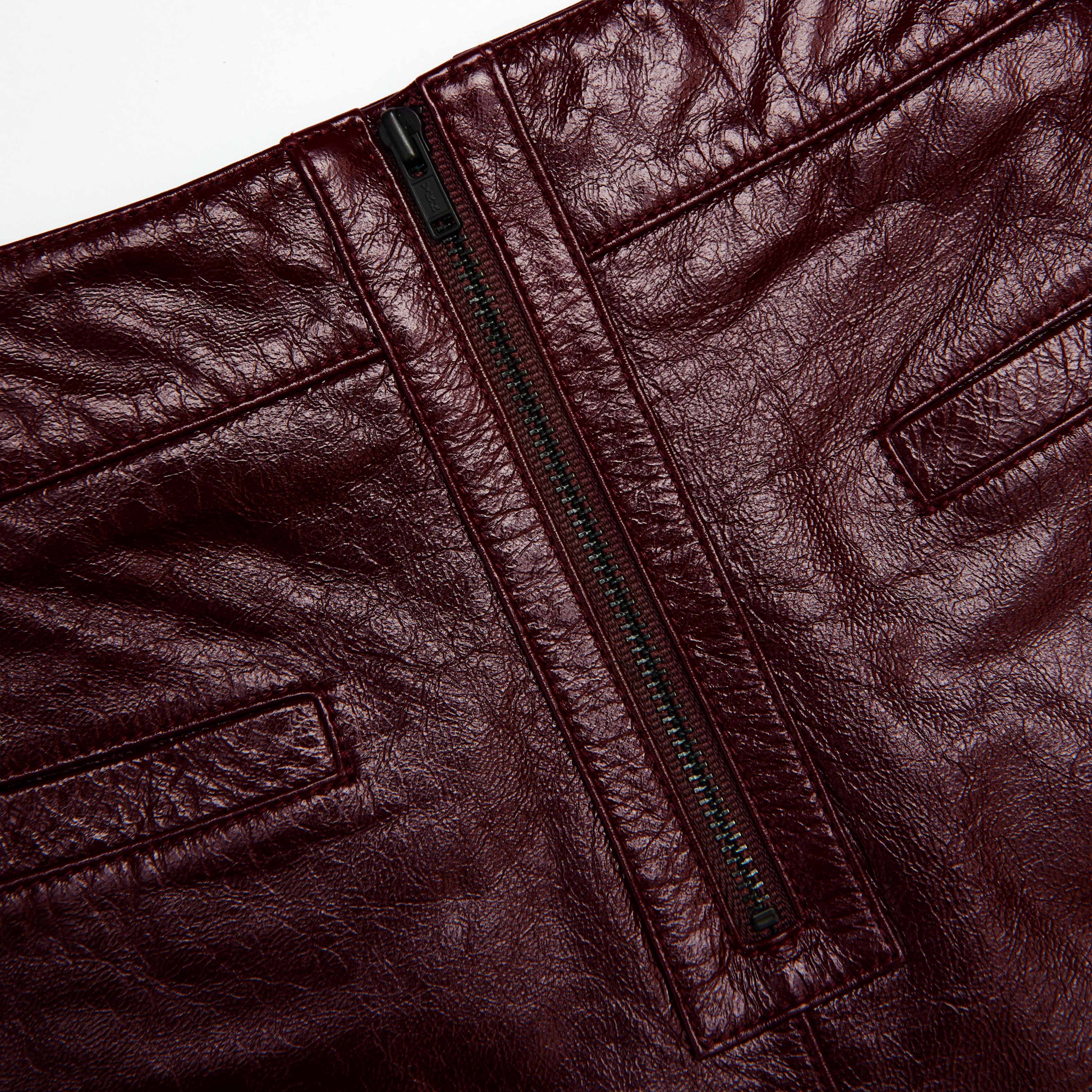 Burgundy Leather  Shorts