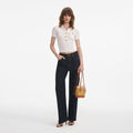 White Pointelle Knit Top