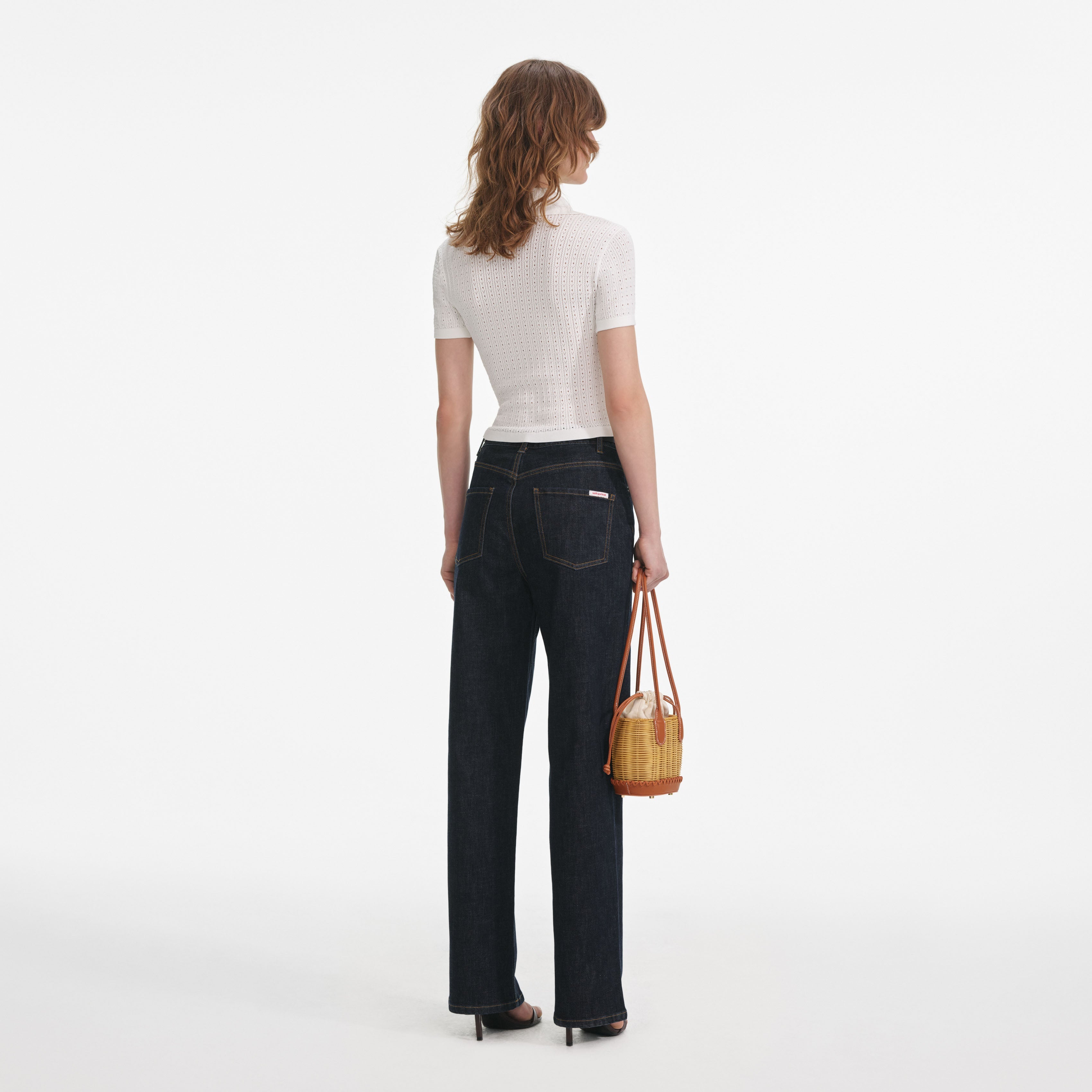 White Pointelle Knit Top