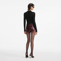 Burgundy Leather  Shorts