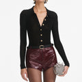 Burgundy Leather  Shorts
