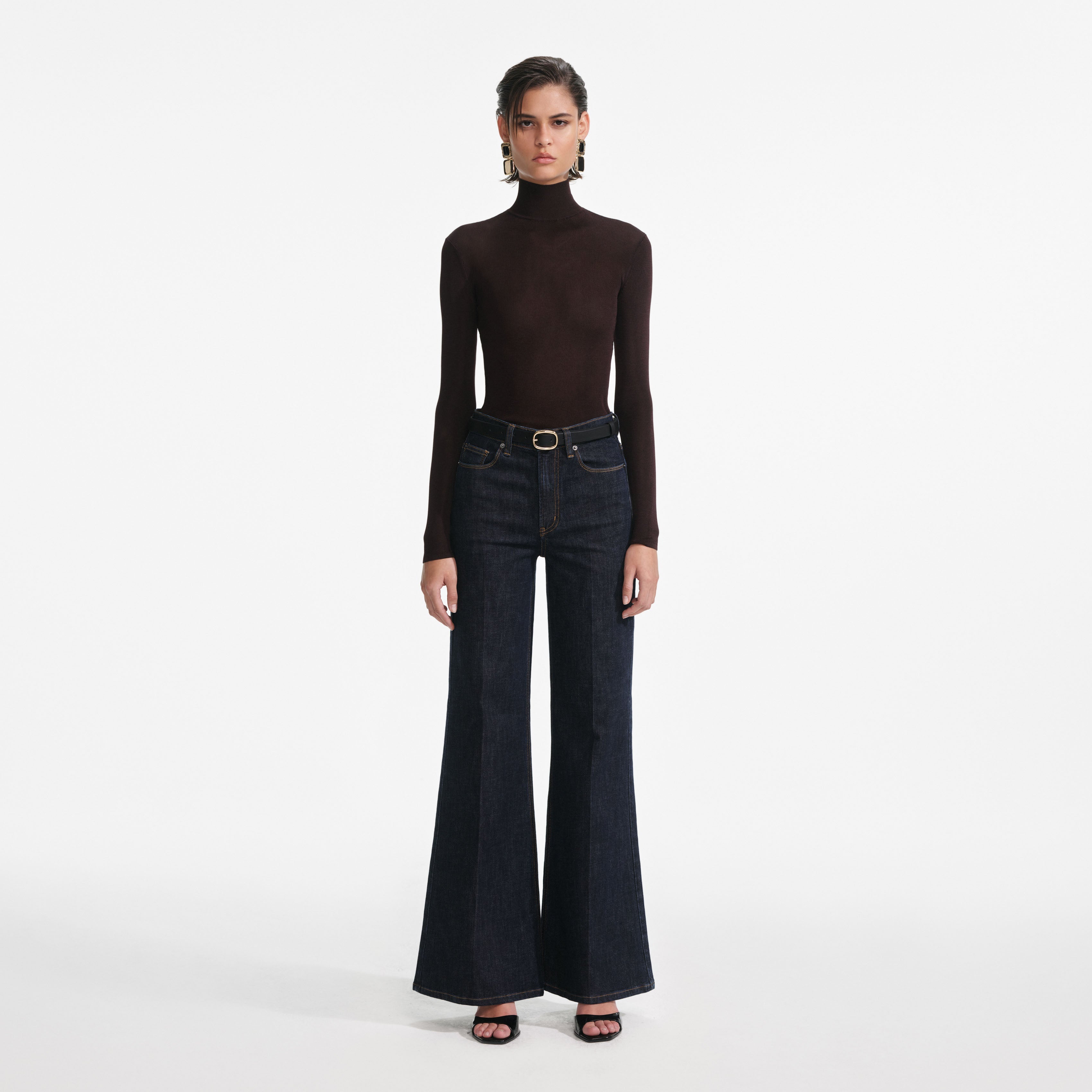 Brown Viscose Knit Top