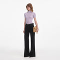 Lilac Viscose Knit Short Sleeve Top