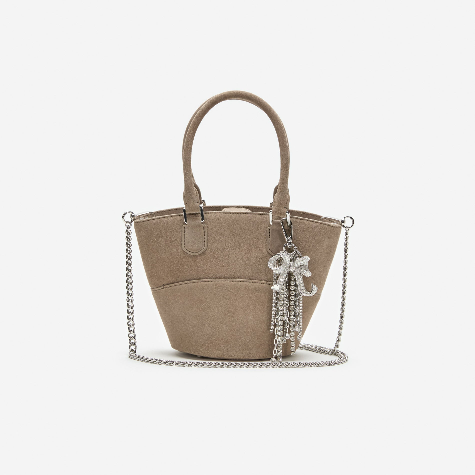 Grey Suede Charm Tote Bag