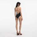 Black Crochet Flower Swimsuit