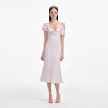 Pink Georgette Frill Midi Dress